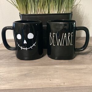 BRAND NEW! RAE DUNN BEWARE SKELETON DOUBLE-SIDED  1 MUG BLACK